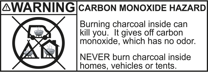 Warning carbon monoxide hazard